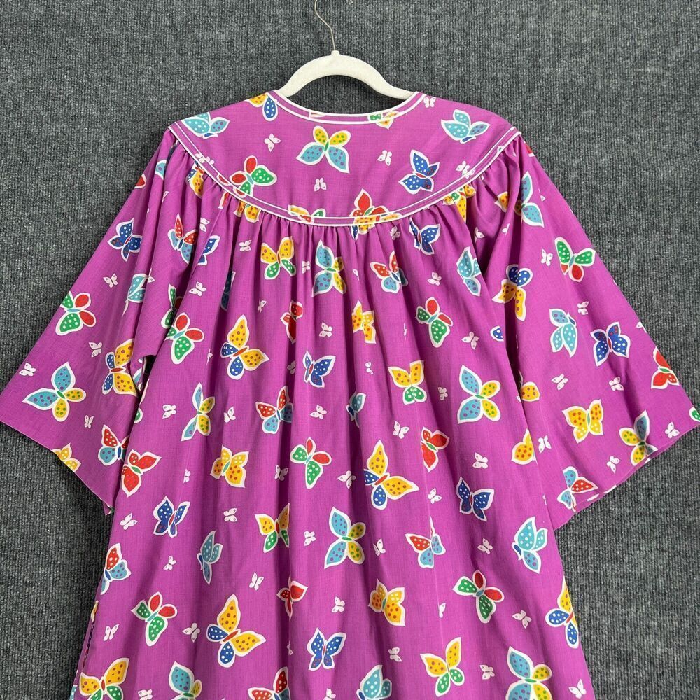 Vintage Sabrina Mervyns Womens House Dress MuuMuu Size 14 Purple Butterfly Print - Picture 5 of 11